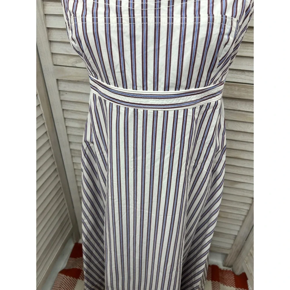 NEW J.Crew Striped Maxi Dress 20T Blue White Women Tall Cotton Coastal Sundress